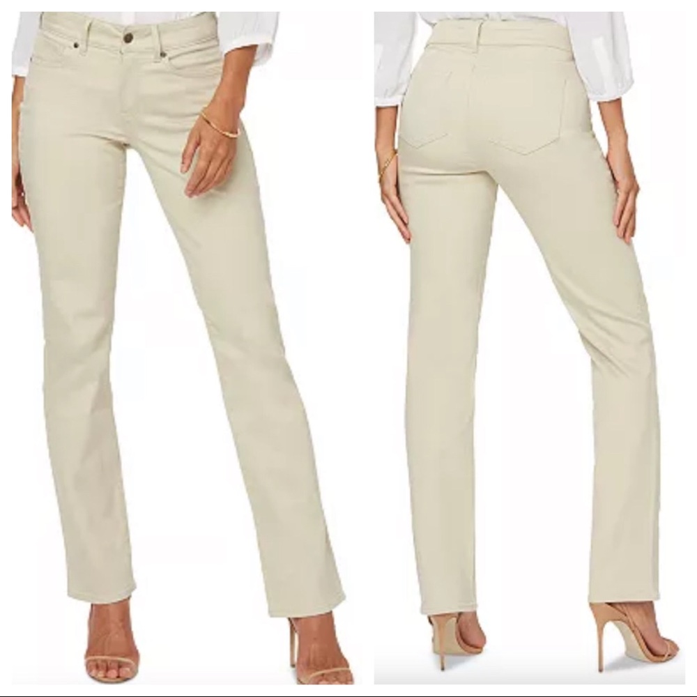 NYDJ Marilyn Straight Leg Jeans in Feather (Cream) Size 8